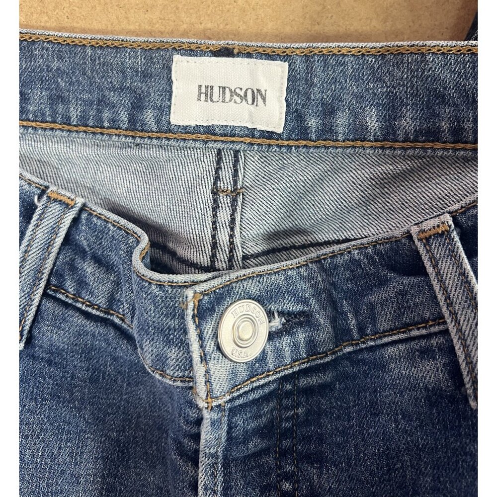Hudson Women Riley Luxe Crop Raw Hem Straight Jeans Size 29 Blue - Picture 14 of 15